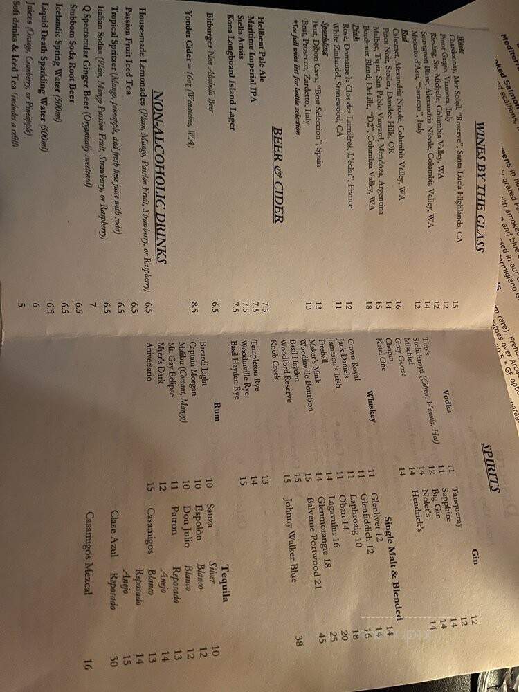 Dimitriou's Jazz Alley - Seattle, WA menu_pic