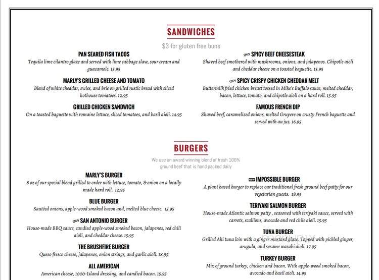 Marly's of Wilton - Wilton, CT menu_pic