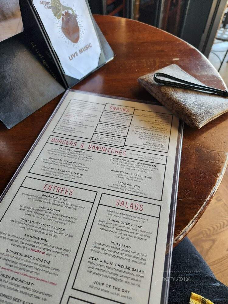 Fado Irish Pub and Restaurant - Columbus, OH menu_pic