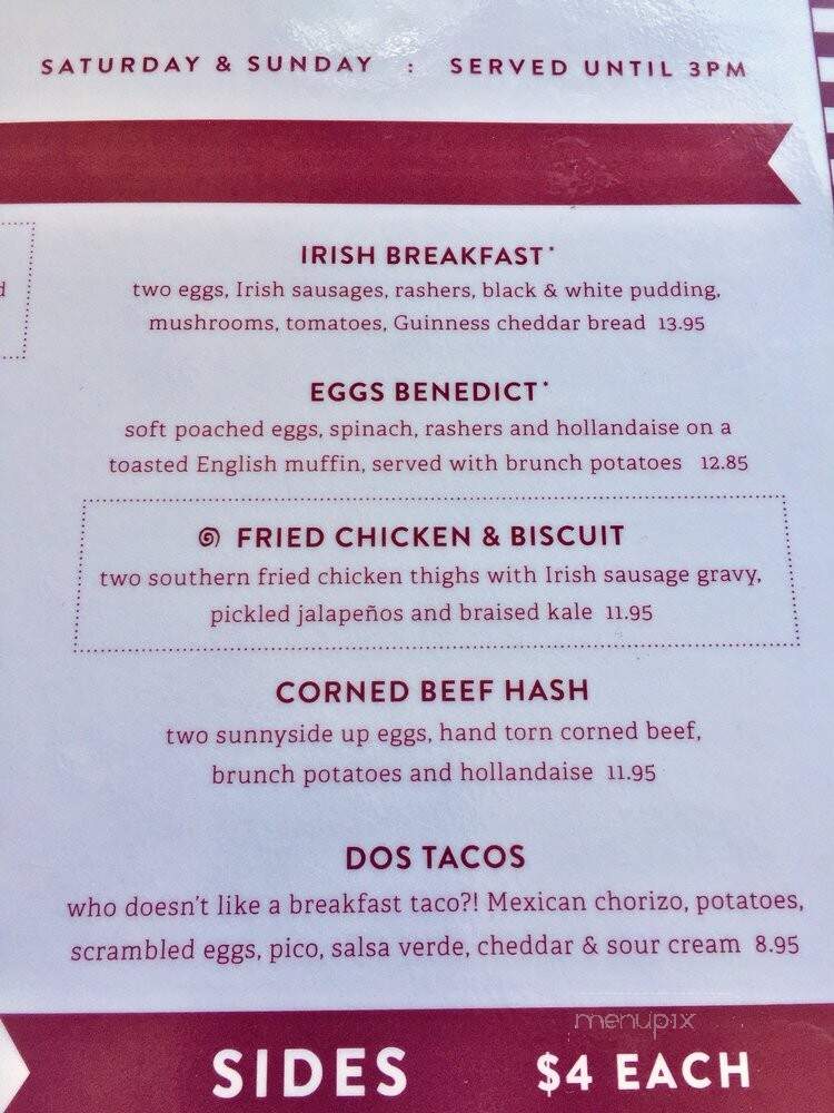 Fado Irish Pub and Restaurant - Columbus, OH menu_pic