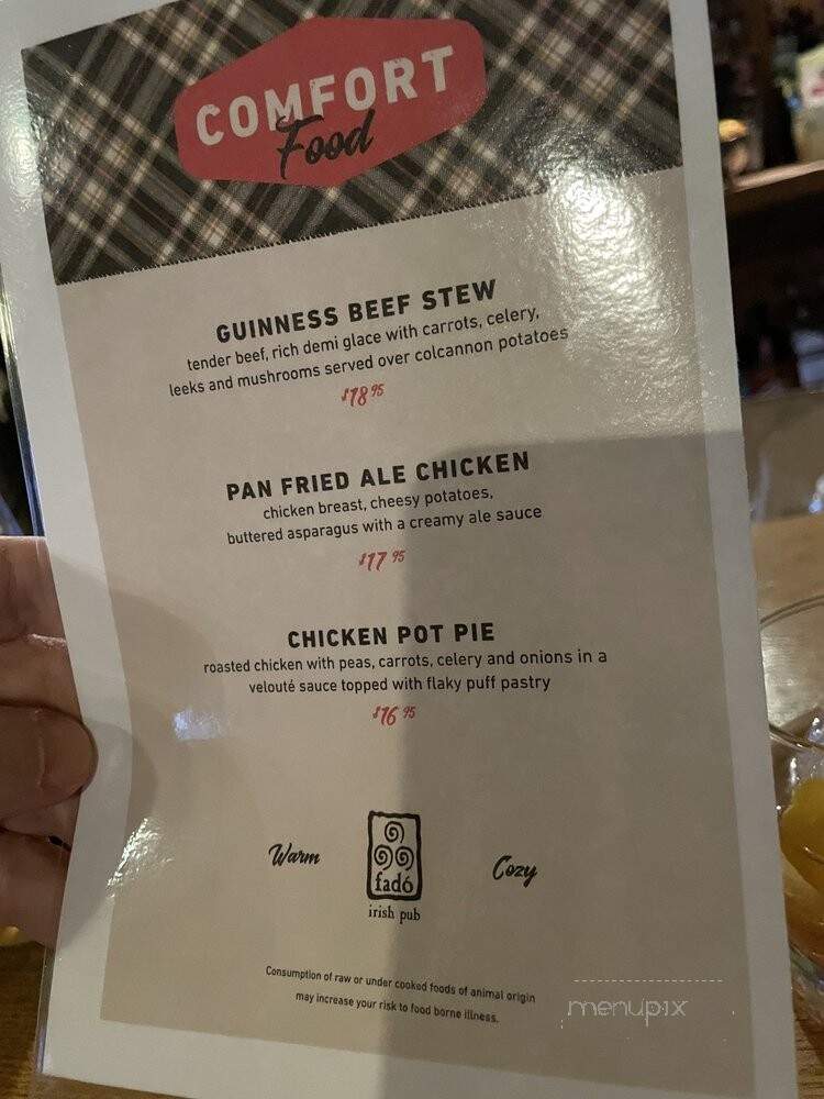 Fado Irish Pub and Restaurant - Columbus, OH menu_pic