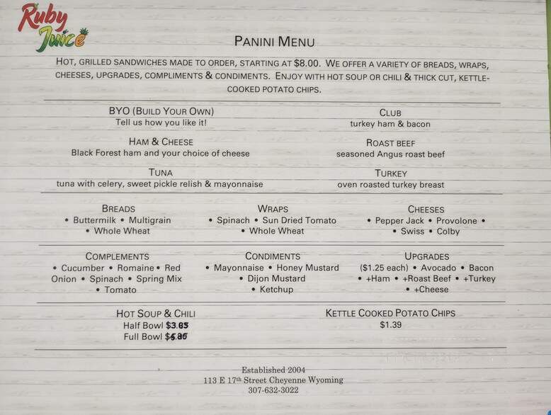Ruby Juice - Cheyenne, WY menu_pic