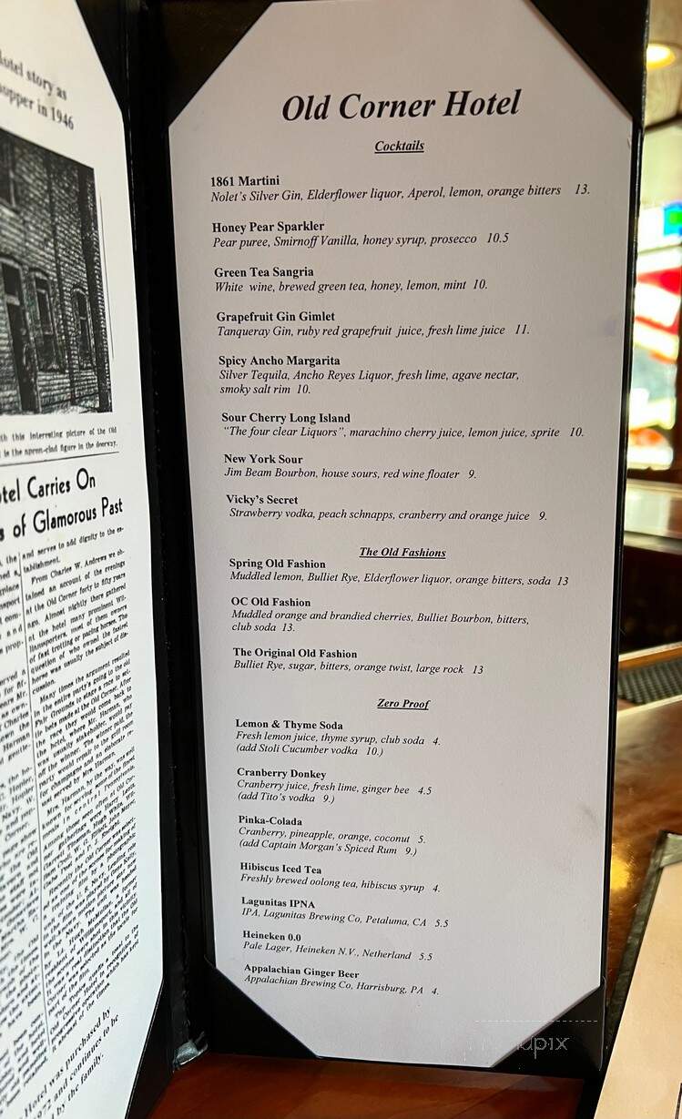 Old Corner Hotel - Williamsport, PA menu_pic