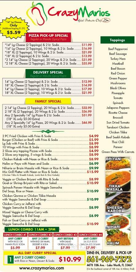 Crazy Mario's Pizza - Lake Worth, FL menu_pic