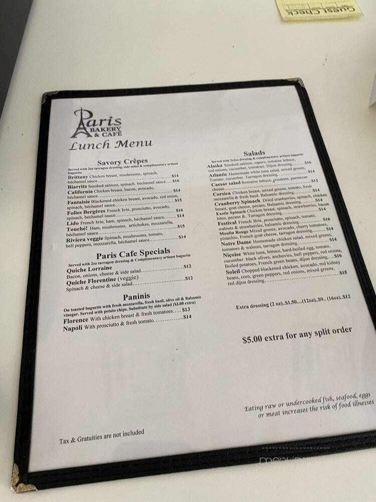 Paris Bakery & Cafe - West Palm Beach, FL menu_pic