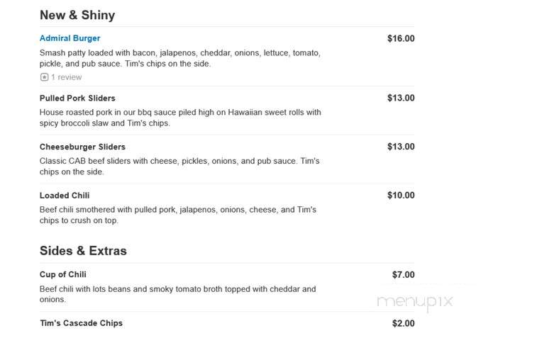 Admiral Pub - Seattle, WA menu_pic