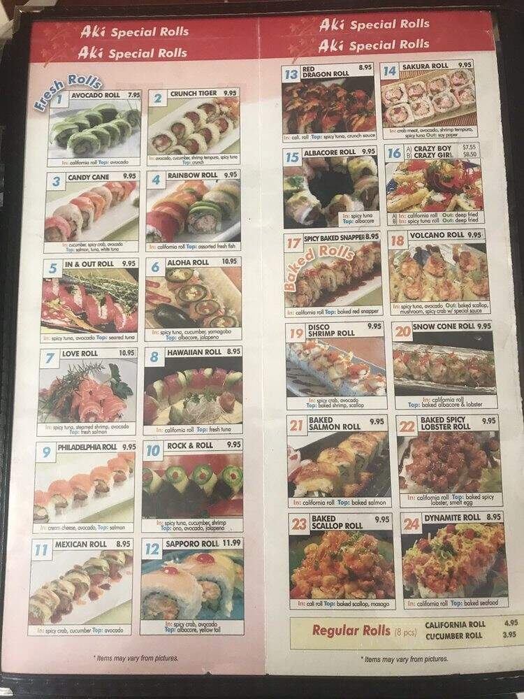 Aki Sushi - Cypress, CA menu_pic