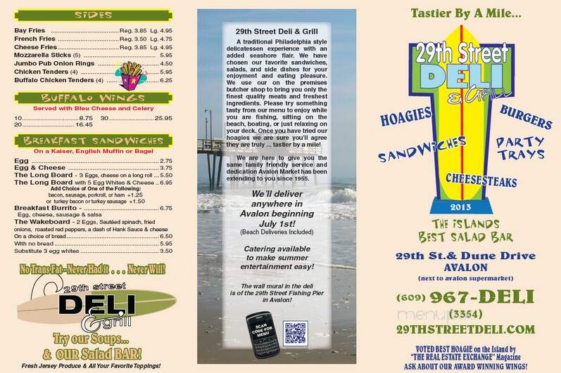 29th Street Deli - Avalon, NJ menu_pic