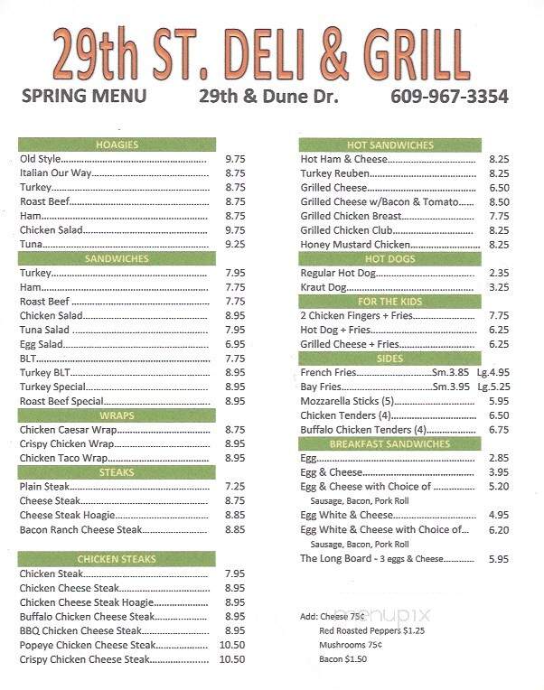 29th Street Deli - Avalon, NJ menu_pic
