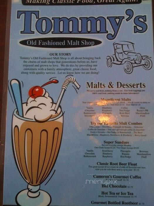 Tommy's Old Fashioned Malt Shop - Chaska, MN menu_pic