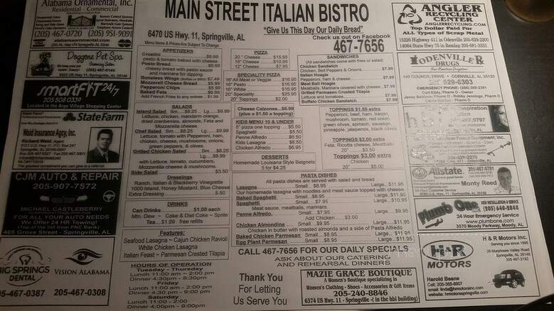 Main Street Italian Bistro - Springville, AL