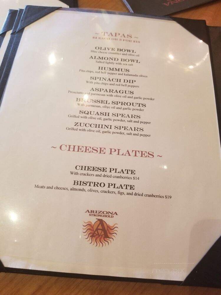 Arizona Stronghold Vineyards - Cottonwood, AZ menu_pic