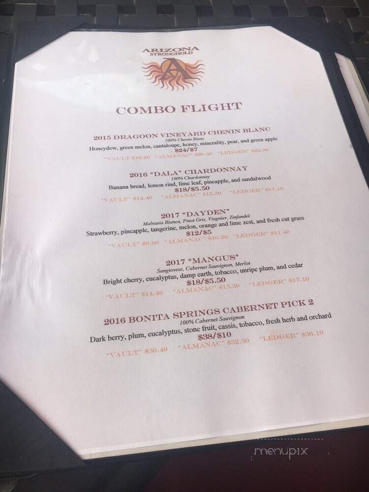 Arizona Stronghold Vineyards - Cottonwood, AZ menu_pic