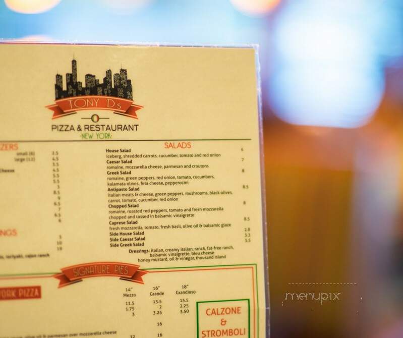Tony D's New York Pizza Restaurant - Jacksonville, FL menu_pic
