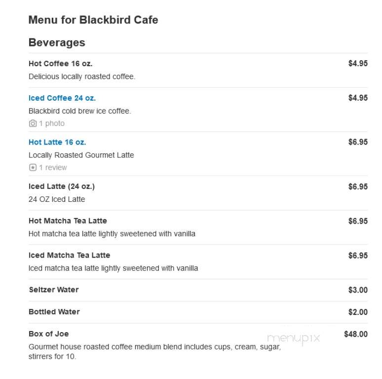 Blackbird Cafe - Groton, MA menu_pic