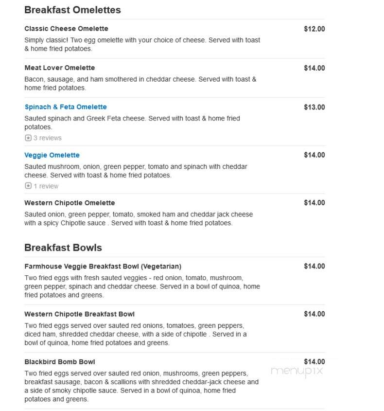 Blackbird Cafe - Groton, MA menu_pic