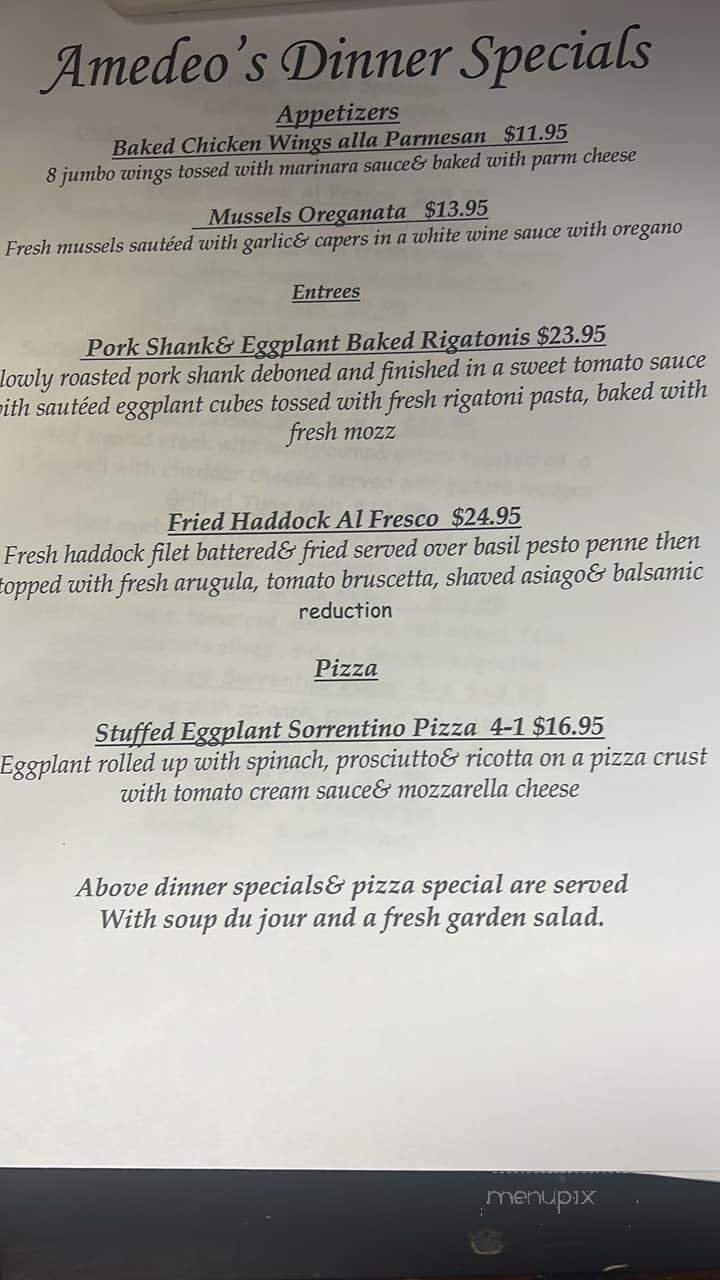 Amedeo's - Holyoke, MA menu_pic