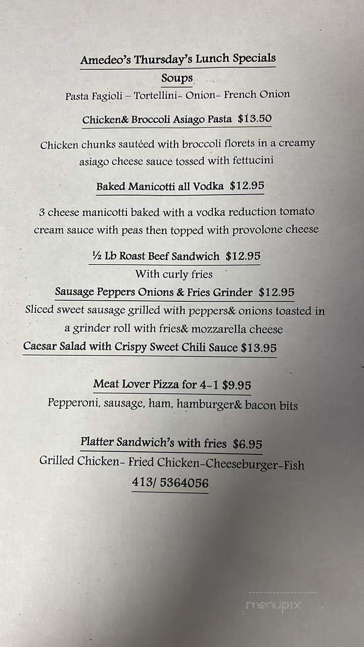 Amedeo's - Holyoke, MA menu_pic