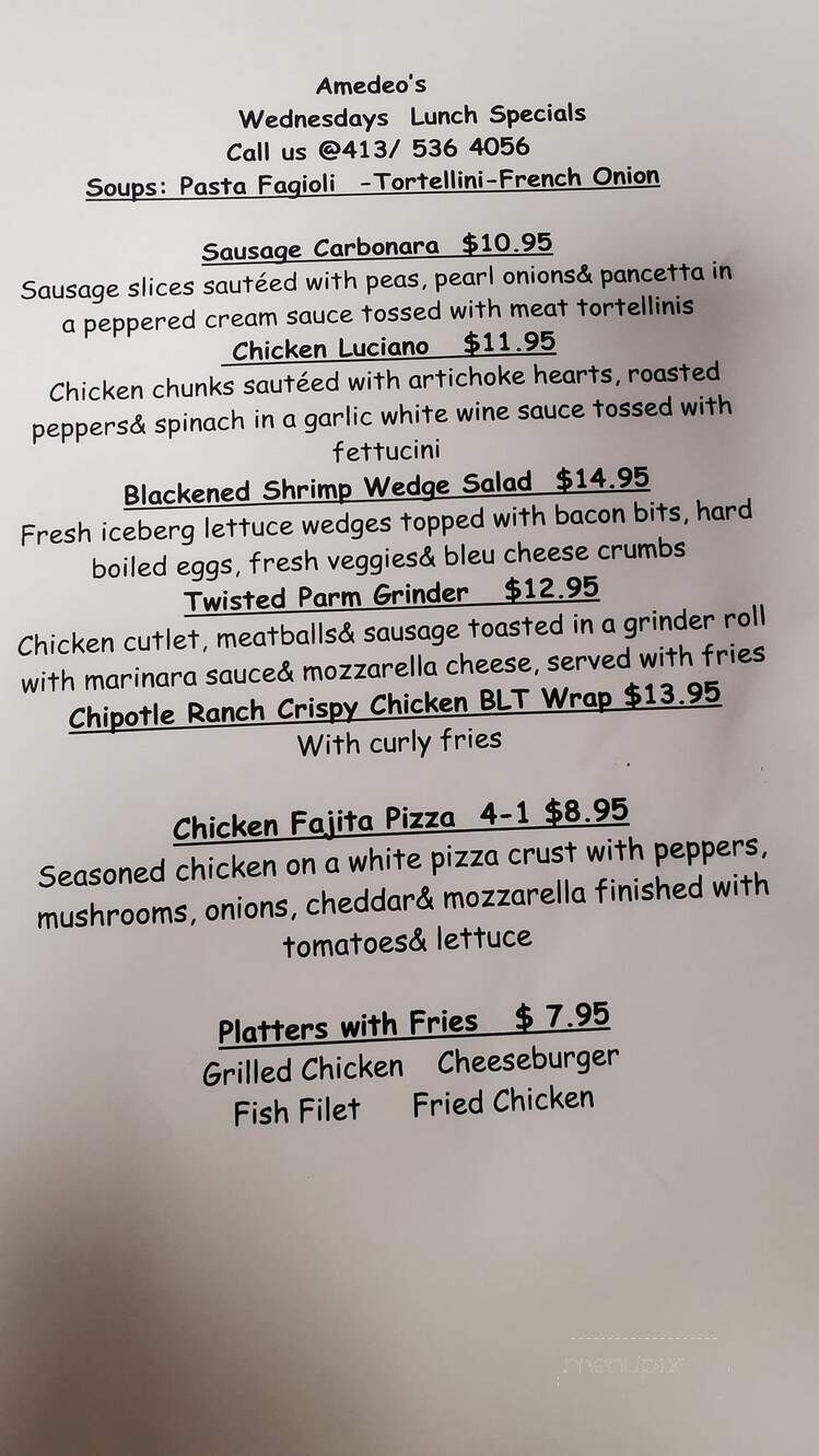 Amedeo's - Holyoke, MA menu_pic