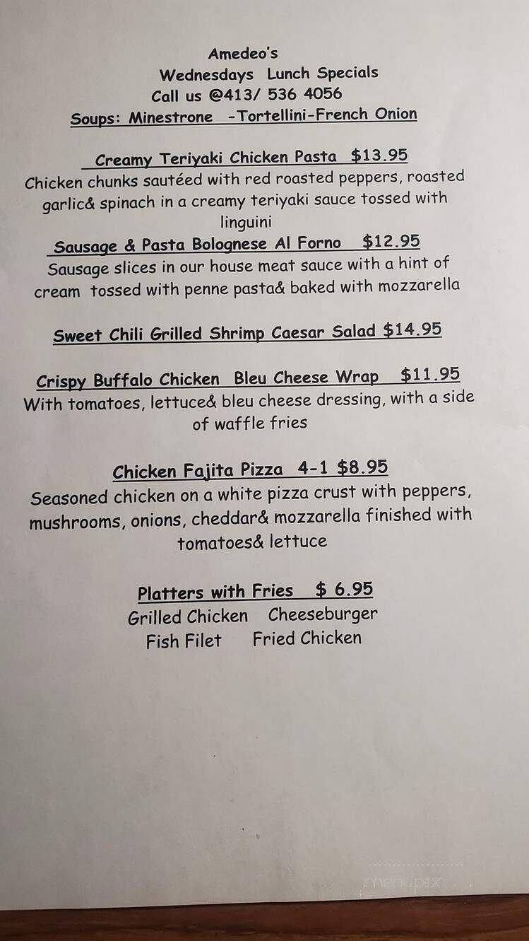 Amedeo's - Holyoke, MA menu_pic