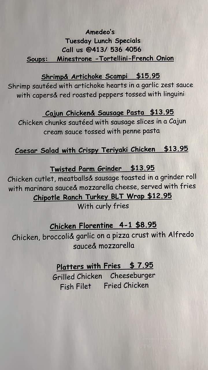 Amedeo's - Holyoke, MA menu_pic