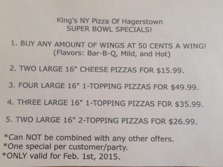 King's New York Pizza - Hagerstown, MD menu_pic