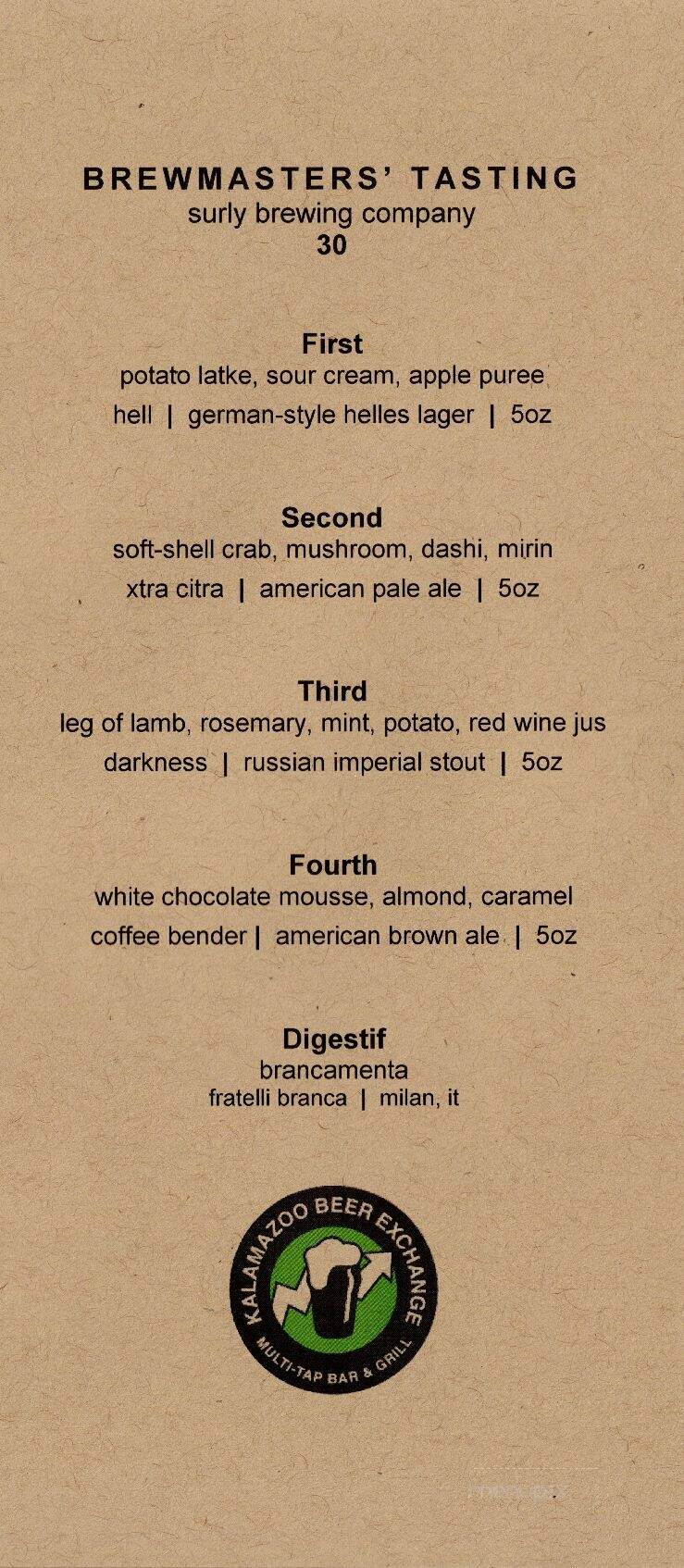 Kalamazoo Beer Exchange - Kalamazoo, MI menu_pic