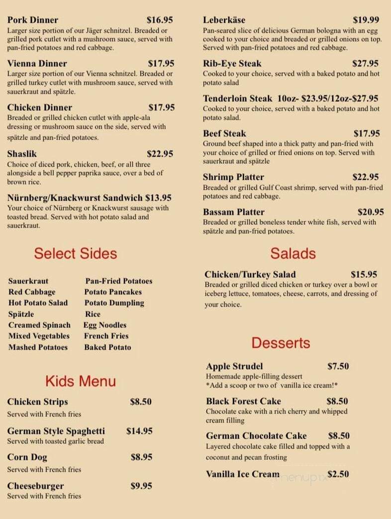 Little Germany - Fort Worth, TX menu_pic