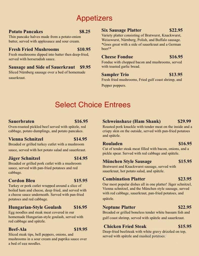 Little Germany - Fort Worth, TX menu_pic