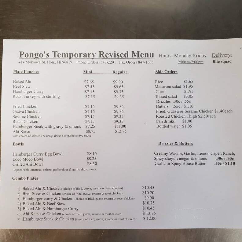 Pongo's Kitchen & Lunchwagon - Honolulu, HI