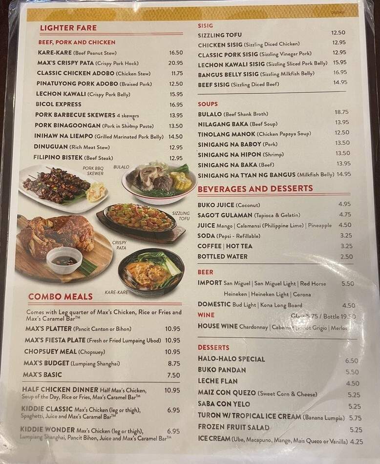 Max's Of Manila - Honolulu, HI menu_pic