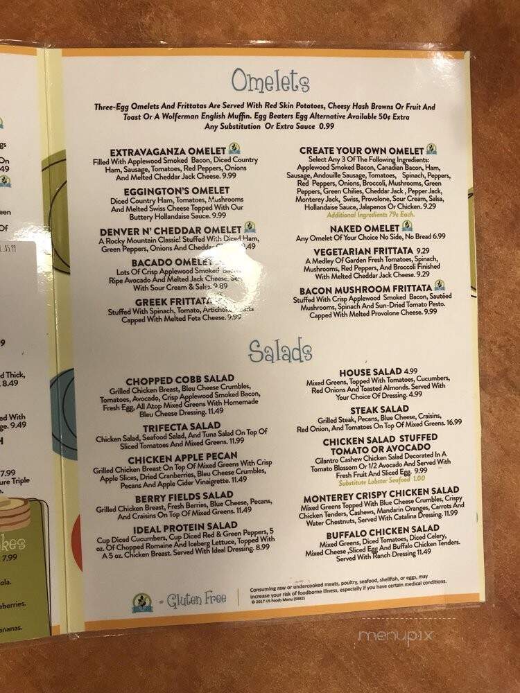 Eggington's Restaurant - Casper, WY menu_pic