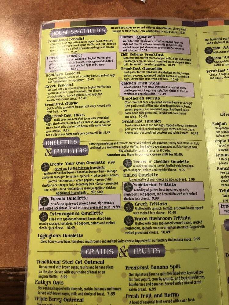 Eggington's Restaurant - Casper, WY menu_pic