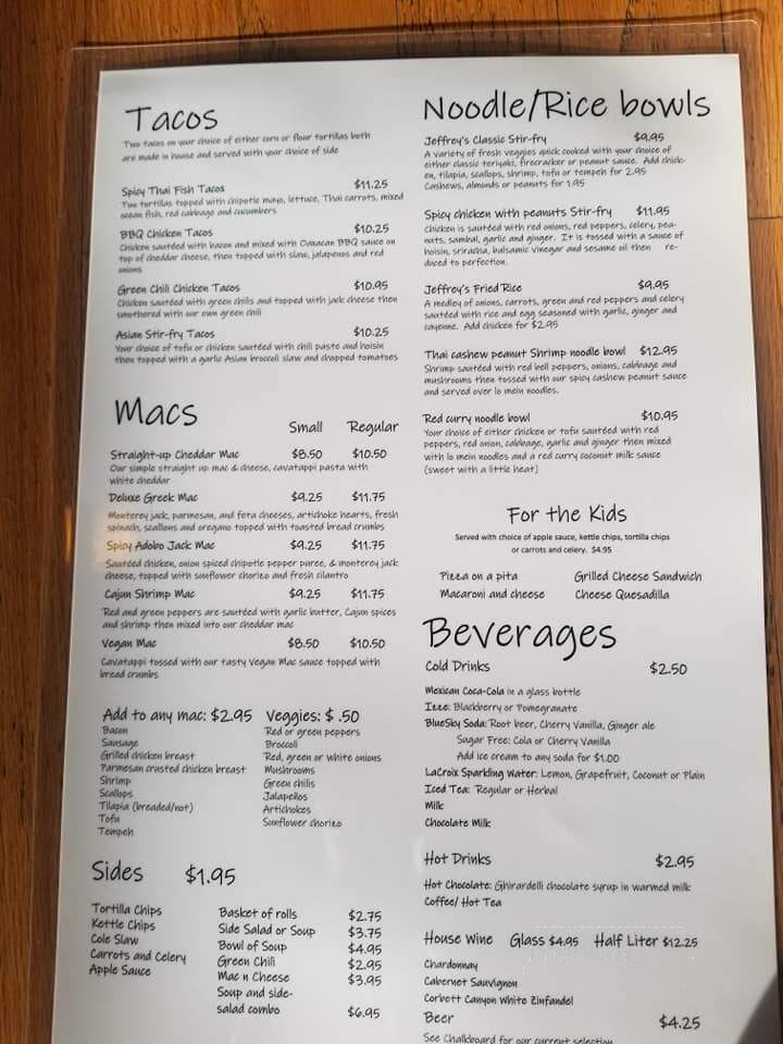 Jeffrey's Bistro - Laramie, WY menu_pic