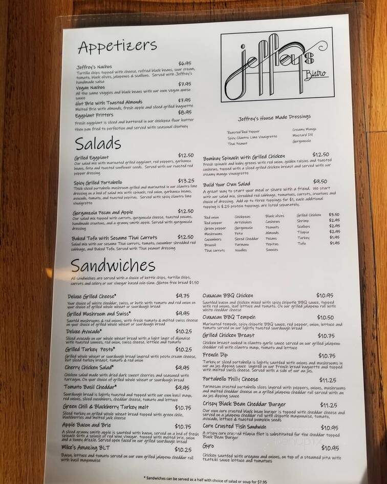 Jeffrey's Bistro - Laramie, WY menu_pic
