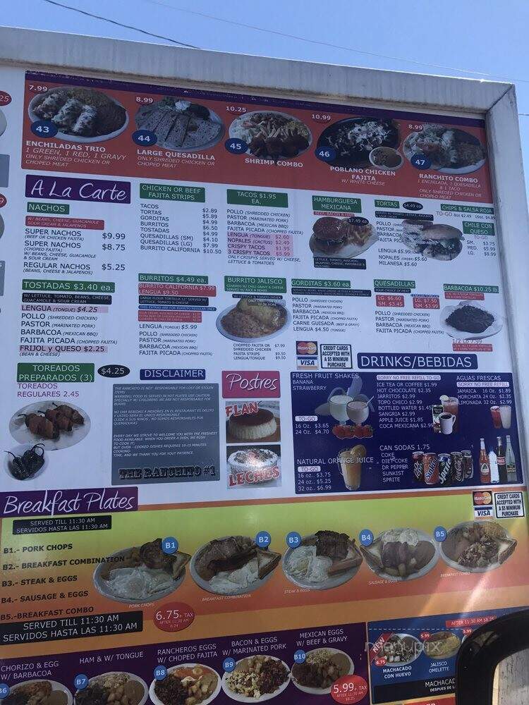 Ranchito Taqueria & Restaurant - Houston, TX menu_pic