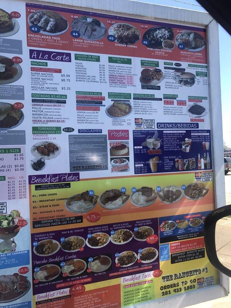 Ranchito Taqueria & Restaurant - Houston, TX menu_pic
