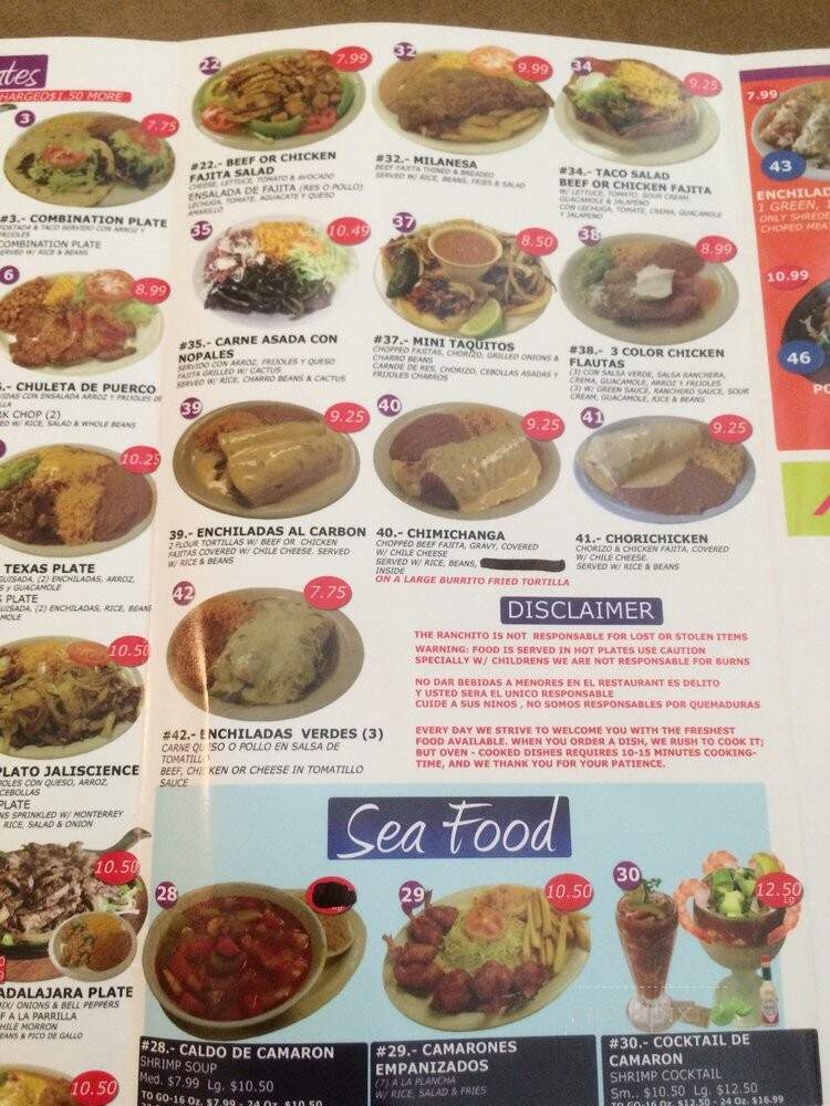Ranchito Taqueria & Restaurant - Houston, TX menu_pic