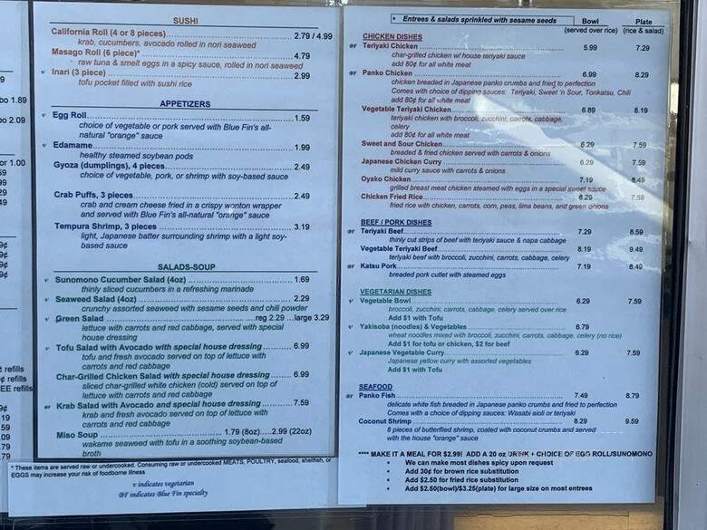 Blue Fin - Phoenix, AZ menu_pic