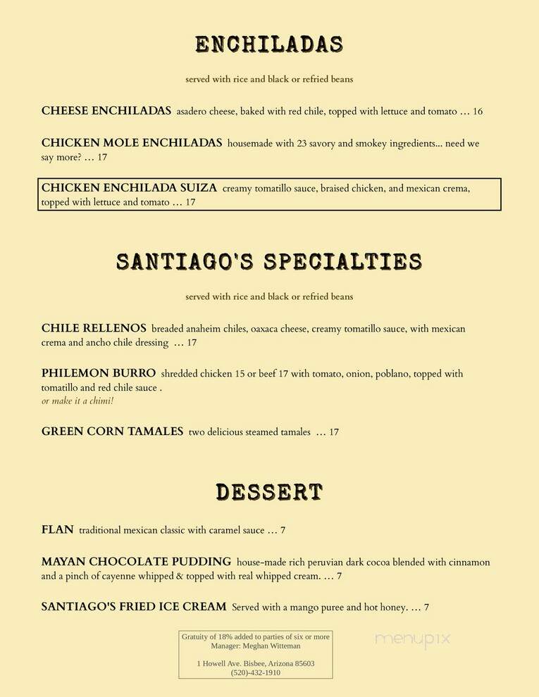 Santigo's Restaurant - Bisbee, AZ