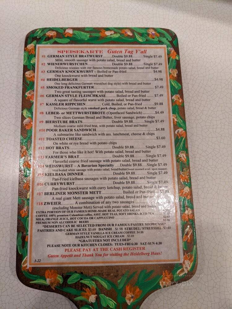 Heidelberg Haus Gift Boutique - Indianapolis, IN menu_pic