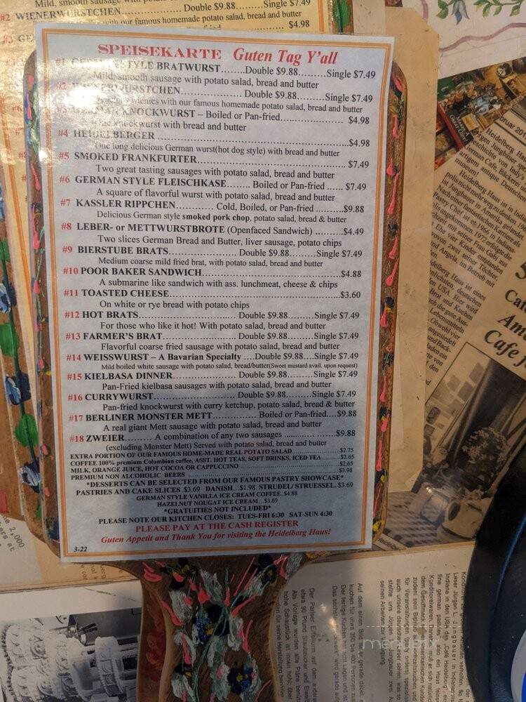 Heidelberg Haus Gift Boutique - Indianapolis, IN menu_pic