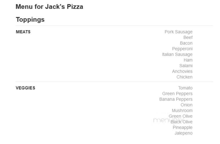 Jack's Pizza - Indianapolis, IN menu_pic