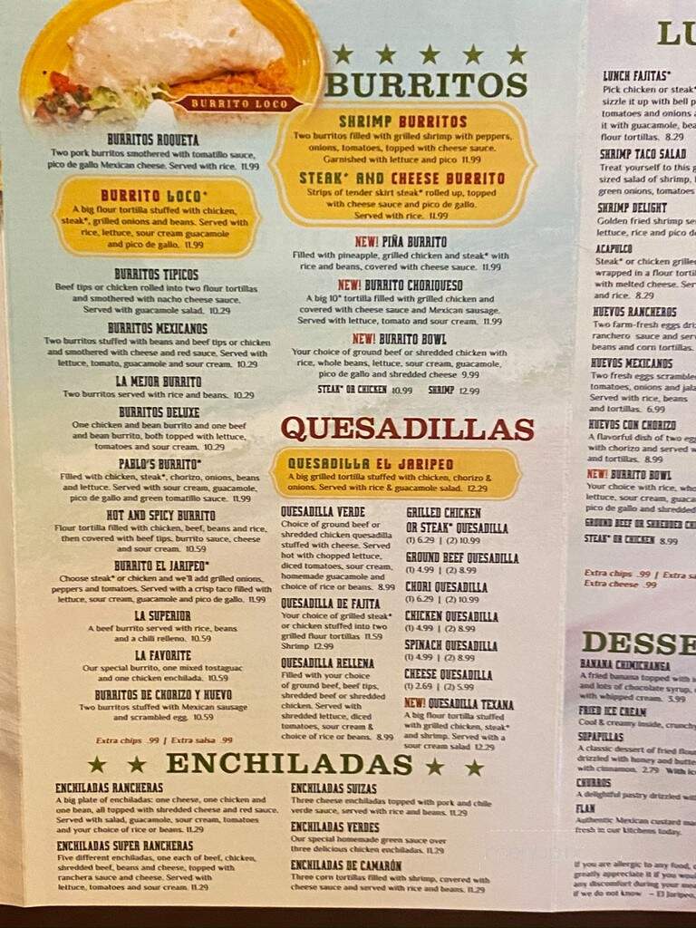 El Jaripeo - Indianapolis, IN menu_pic