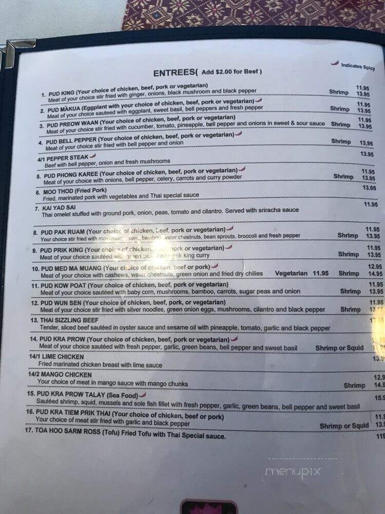Thai Taste Restaurant - Indianapolis, IN menu_pic