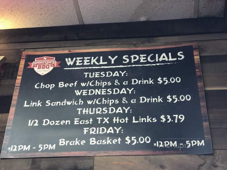 Smokey Joe's Bar-B-Que - Dallas, TX menu_pic