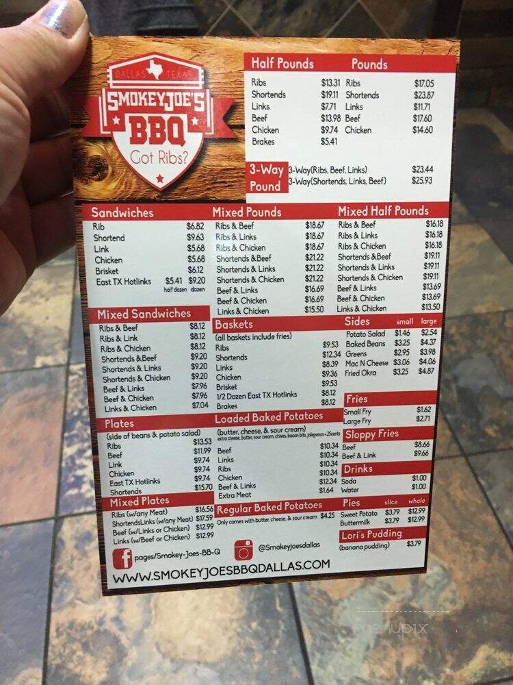 Smokey Joe's Bar-B-Que - Dallas, TX menu_pic