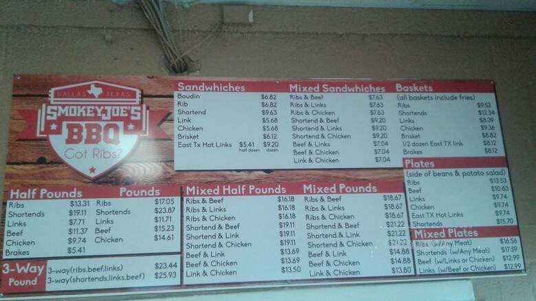 Smokey Joe's Bar-B-Que - Dallas, TX menu_pic
