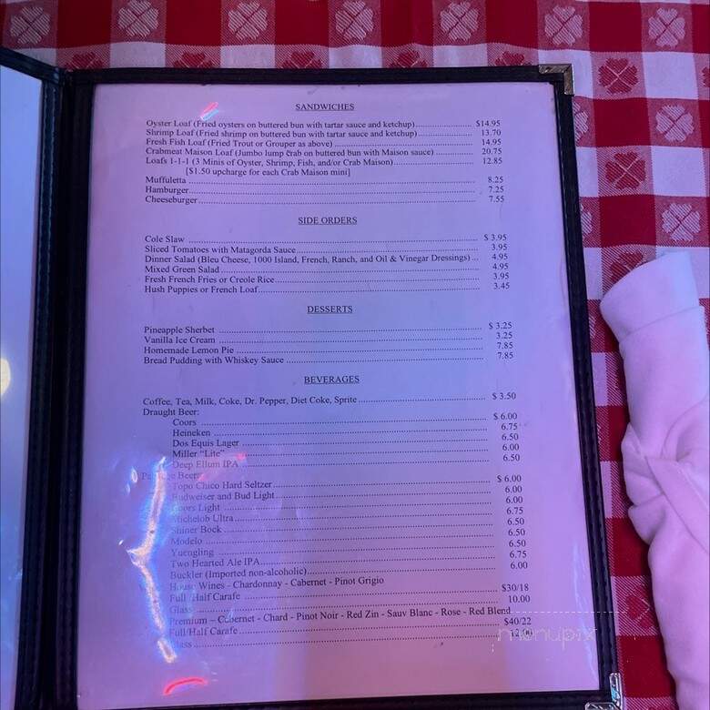 S & D Oyster Co - Dallas, TX menu_pic