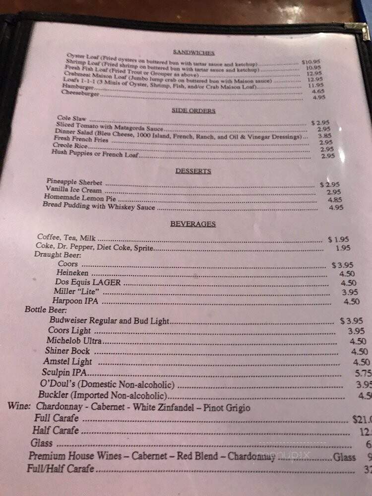 S & D Oyster Co - Dallas, TX menu_pic